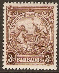 Barbados 1938 3d Brown. SG252.