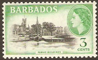 Barbados 1953 3c Black and emerald. SG291.