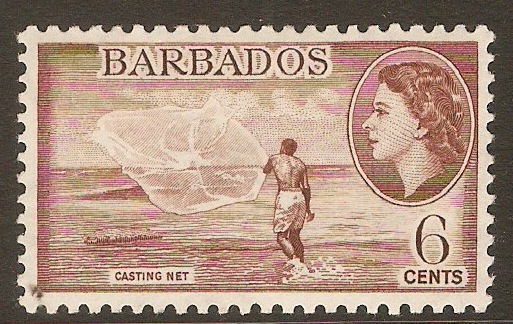 Barbados 1953 6c Red-brown. SG294.