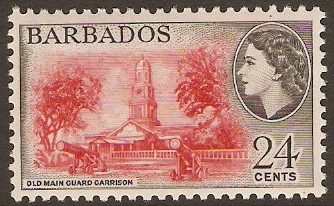 Barbados 1953 24c Rose-red and black. SG297.