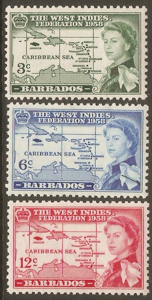 Barbados 1958 Caribbean Federation Set. SG303-SG305.