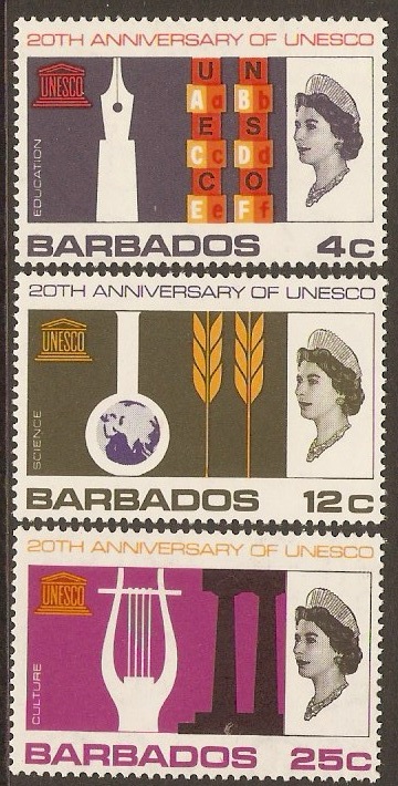 Barbados 1967 UNESCO Anniversary Set. SG360-SG362.