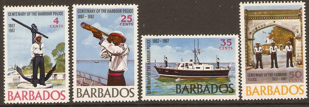 Barbados 1967 Harbour Police Centenary Set. SG363-SG366.