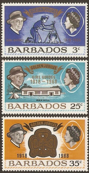 Barbados 1968 Girl Guides Anniversary Set. SG375-SG377.