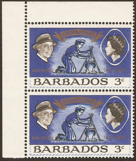 Barbados 1968 3c Ultramarine, black and gold. SG375. - Click Image to Close