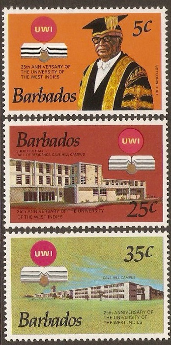 Barbados 1973 UWI Anniversary Set. SG476-SG478.