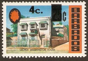 Barbados 1974 4c on 25c. SG479.