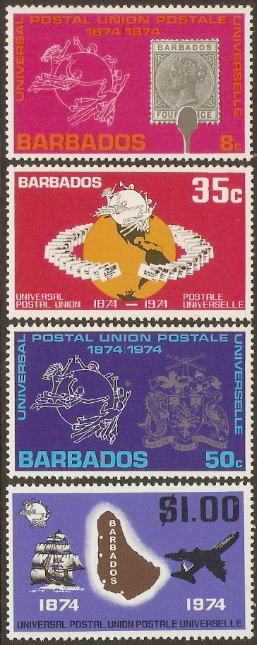 Barbados 1974 UPU Centenary Set. SG501-SG504.