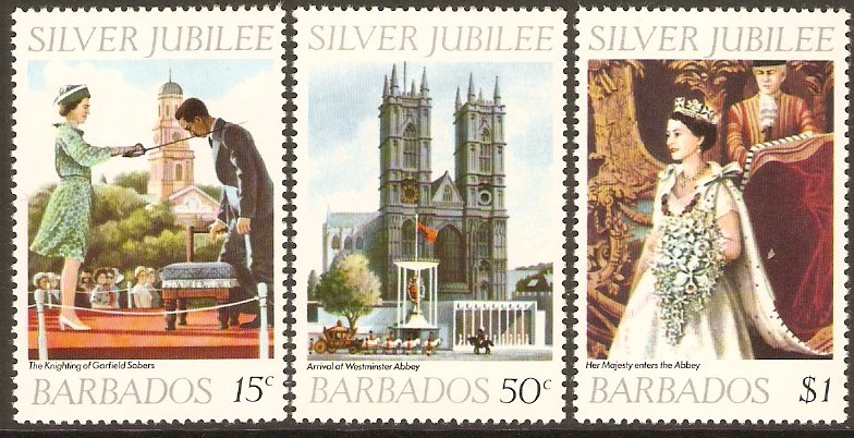 Barbados 1977 Silver Jubilee Set. SG574-SG576.