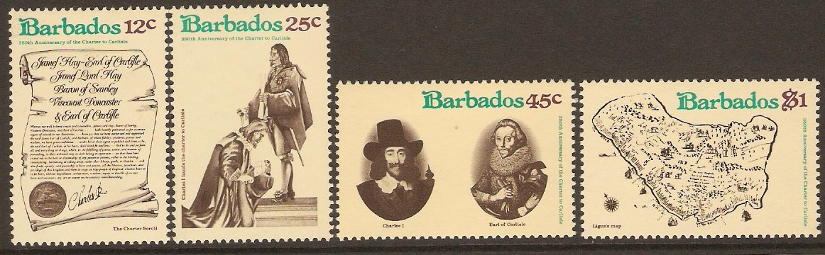 Barbados 1977 Charter Anniversary Set. SG586-SG589.