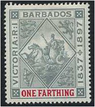 Barbados 1897 d. Grey and Carmine. SG116.