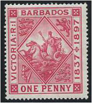 Barbados 1897 1d. Rose. SG118.