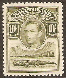 Basutoland 1938 10s Olive-green. SG28.