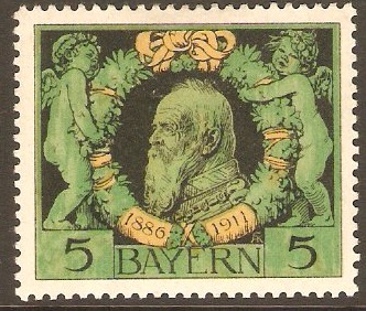 Bavaria 1911 5pf Yellow, green and black. SG154.