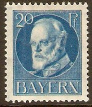 Bavaria 1914 20pf Blue - King Ludwig III. SG181A.