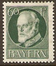 Bavaria 1914 60pf Blue-green - King Ludwig III. SG187A.