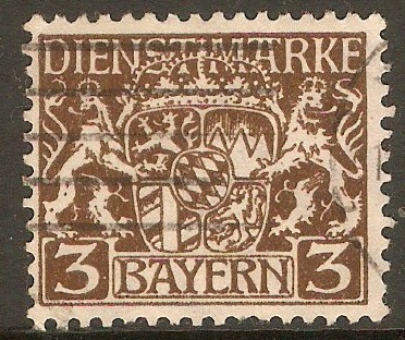 Bavaria 1916 3pf Brown - Official Stamp. SGO195.