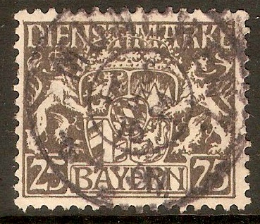 Bavaria 1916 25pf Grey - Official Stamp. SGO204.