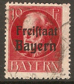 Bavaria 1919 10pf Crimson - Opt. Freistaat Bayern series. SG234A