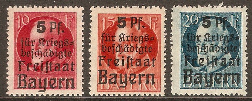 Bavaria 1919 War Wounded Set. SG250-SG252.