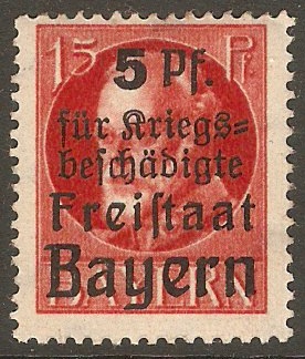 Bavaria 1919 15pf +5pf War Wounded Series. SG251.