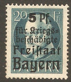 Bavaria 1919 20pf +5pf War Wounded Series. SG252.