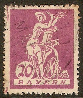 Bavaria 1920 20pf Violet (Type I). SG260.