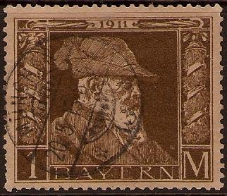 Bavaria 1911 1m Brown on Drab. SG148a.