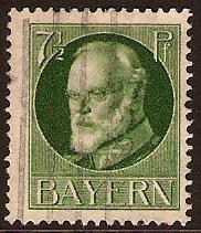 Bavaria 1914 7pf Green - King Ludwig III. SG176A.