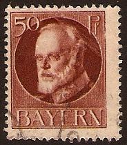 Bavaria 1914 50pf Brown - King Ludwig III. SG186A.