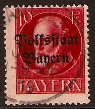 Bavaria 1919 10pf Lake Optd. Volksstaat Bayern. SG198A.