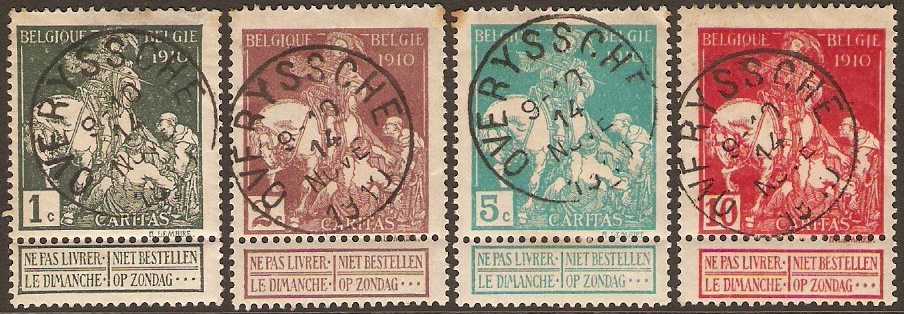 Belgium 1910 Brussels Exhibition Used Set. SG121-SG124.