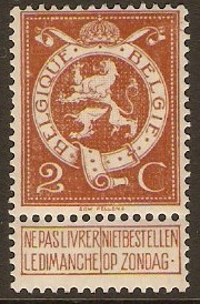 Belgium 1912 2c chestnut. SG134.