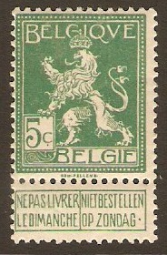 Belgium 1902 5c green. SG135.