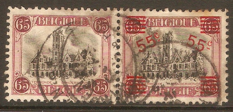 Belgium 1921 With and without surcharge pair. SG322a.