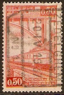 Belgium 1935 50c vermilion. SGP693.