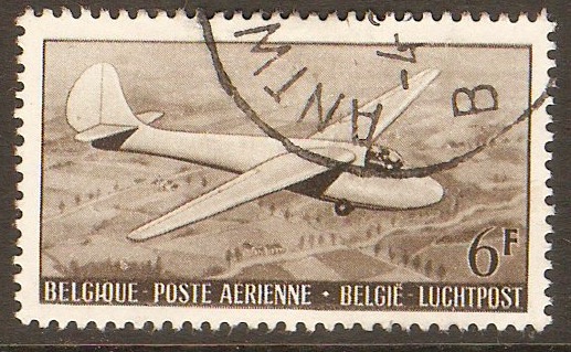 Belgium 1951 6f sepia Glider. SG1370.