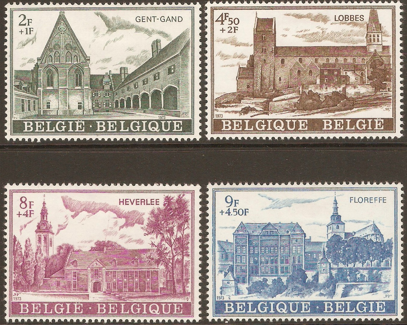 Belgium 1973 Religious Buildings set. SG2299-SG2302.