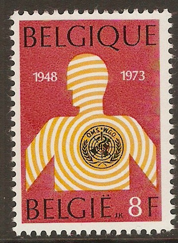 Belgium 1973 8f WHO Anniversary stamp. SG2303.