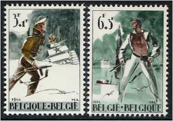 Belgium 1964 Liberation-Resistence Stamp. SG1899-SG1900.