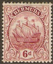Bermuda 1910 6d. Pale claret. SG50a.
