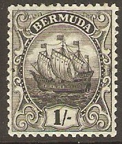 Bermuda 1910 1s Black on green. SG51.