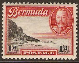 Bermuda 1936 1d. Black and Scarlet. SG99.