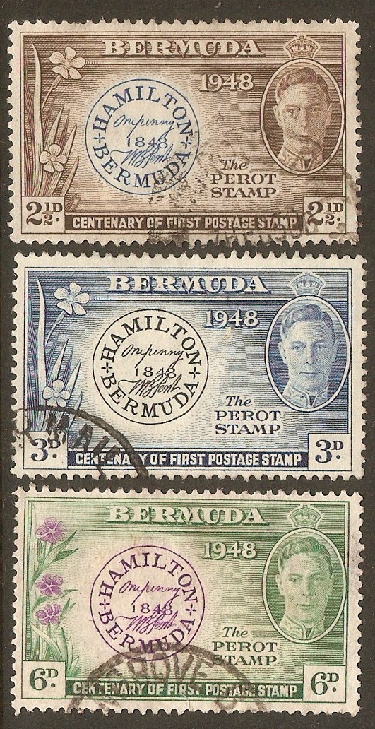 Bermuda 1949 Postmaster Perot's Stamp Set. SG127-SG129.