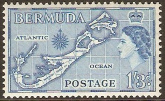 Bermuda 1953 1s.3d Blue - Die I. SG145.
