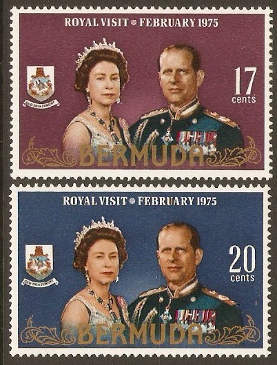 Bermuda 1975 Royal Visit Stamps. SG328-SG329.