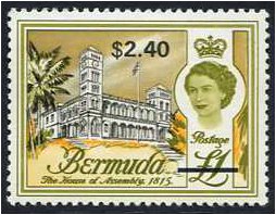 Bermuda 1970 $2.40 on 1. Definitive Stamp. SG248.