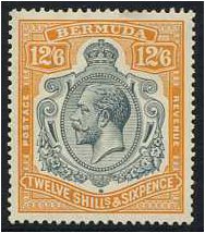 Bermuda 1924 12s.6d. Grey and Orange. SG93.