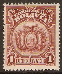 Bolivia 1923 1b Red-brown. SG163.