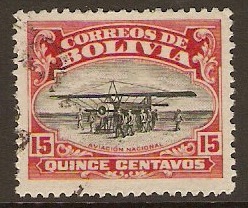 Bolivia 1924 15c Aviation School Series. SG171.